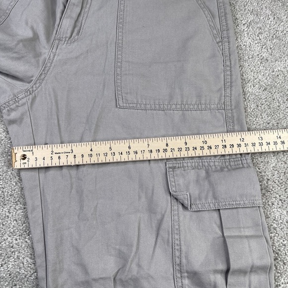 Aeropostale Pants Womens Medium Short Grey Canvas Utility Cargo Wide Leg Baggy - Picture 9 of 16
